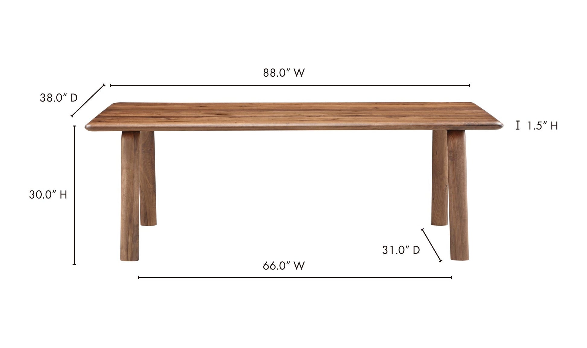 Malibu Dining Table Walnut by Moe's Home Collection - view 27