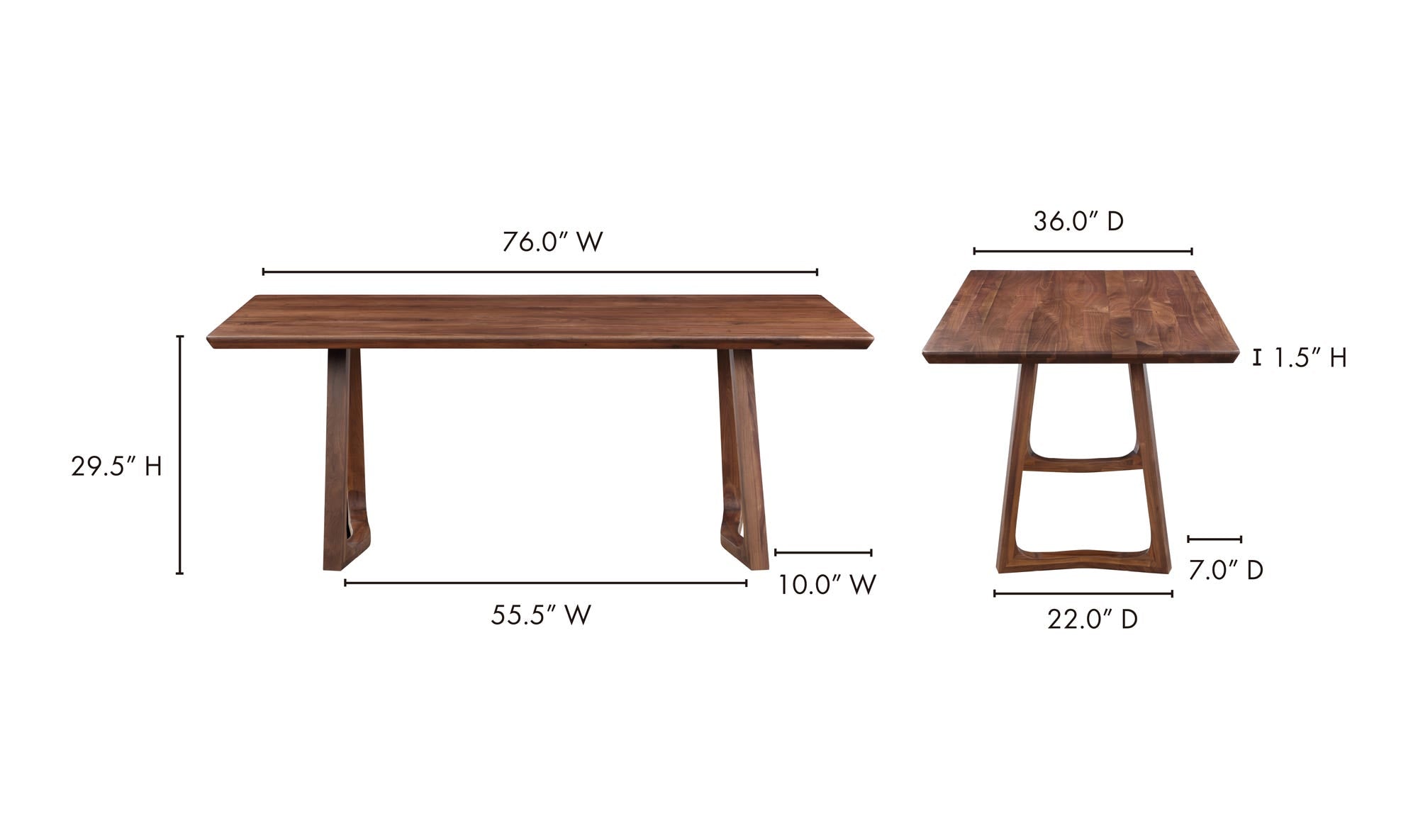 Silas Dining Table Walnut Brown by Moe's Home Collection - view 12