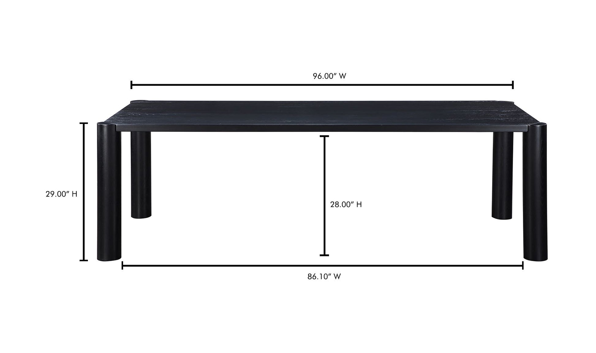Post Large Dining Table Black by Moe's Home Collection - view 12