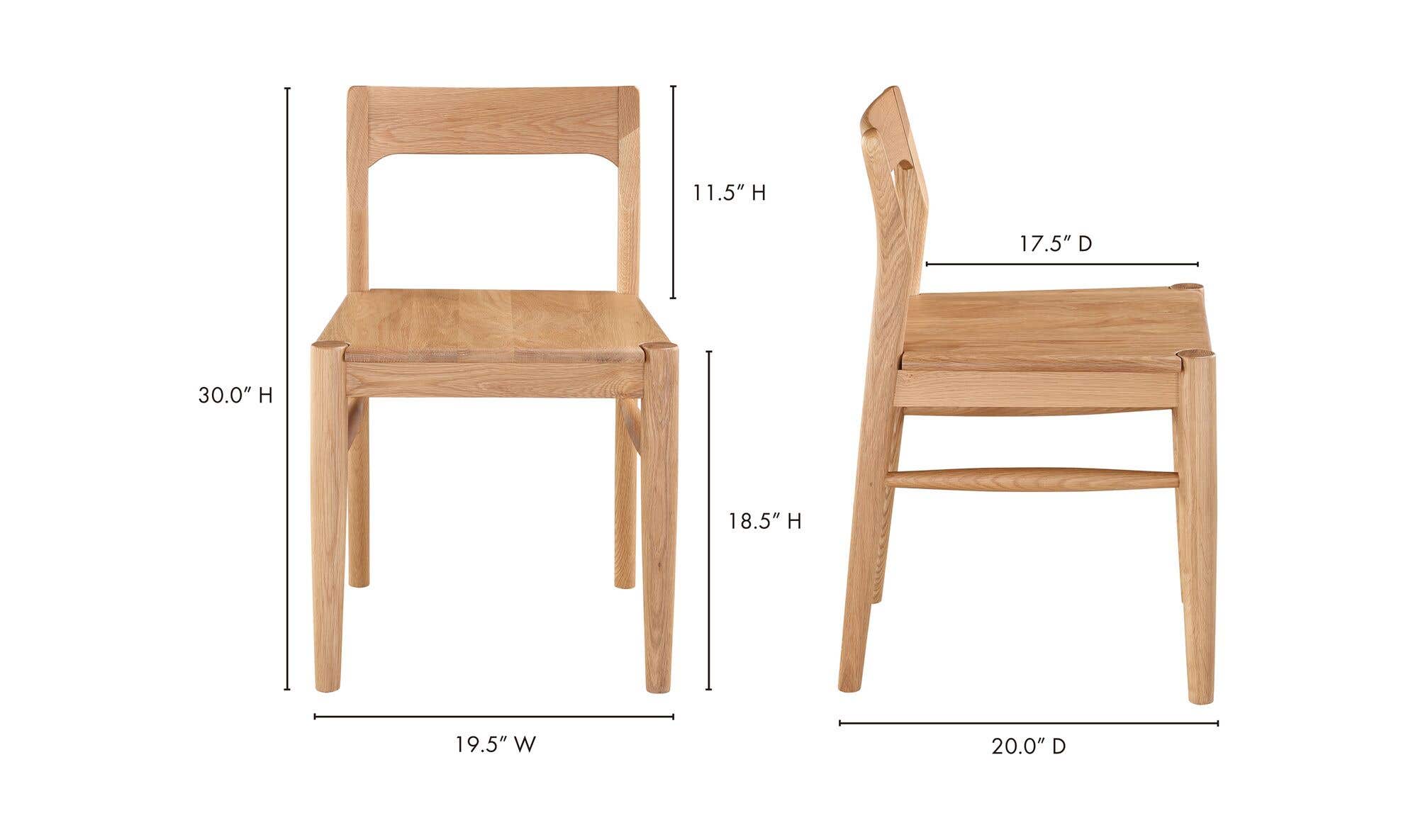 Owing Dining Chair Natural Oak - Set Of Two by Moe's Home Collection - view 21