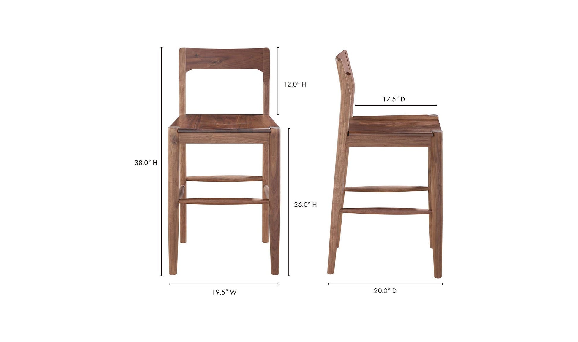 Owing Counter Stool Walnut Brown by Moe's Home Collection - view 17