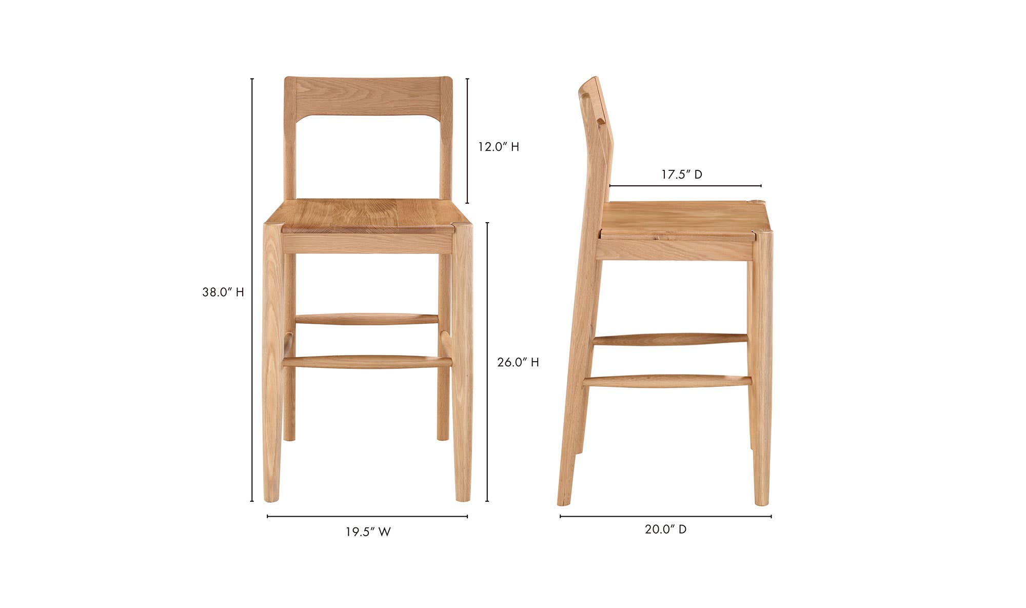 Owing Counter Stool Natural Oak by Moe's Home Collection - view 17