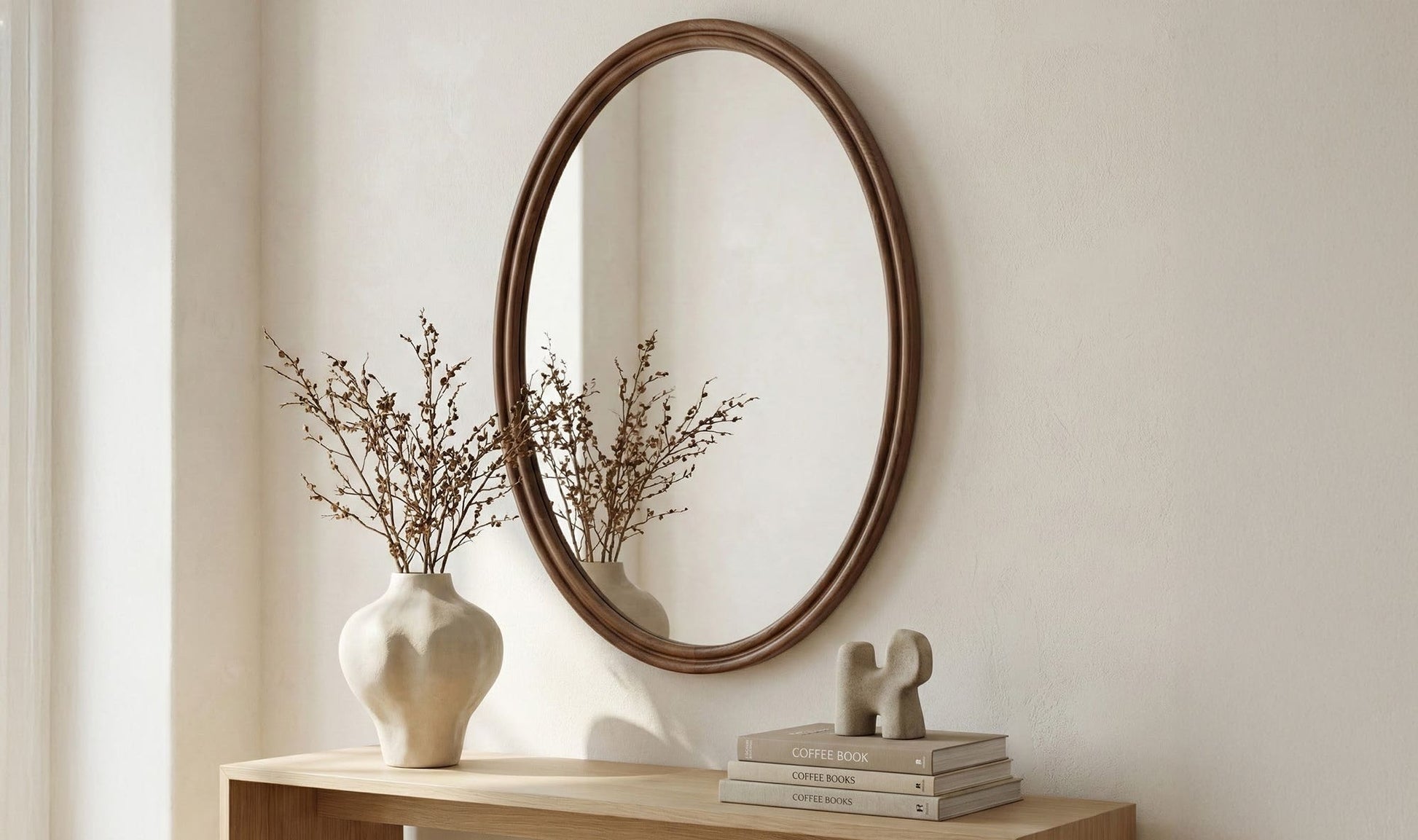 Alcott Oval Mirror Walnut by Moe's Home Collection - view 4
