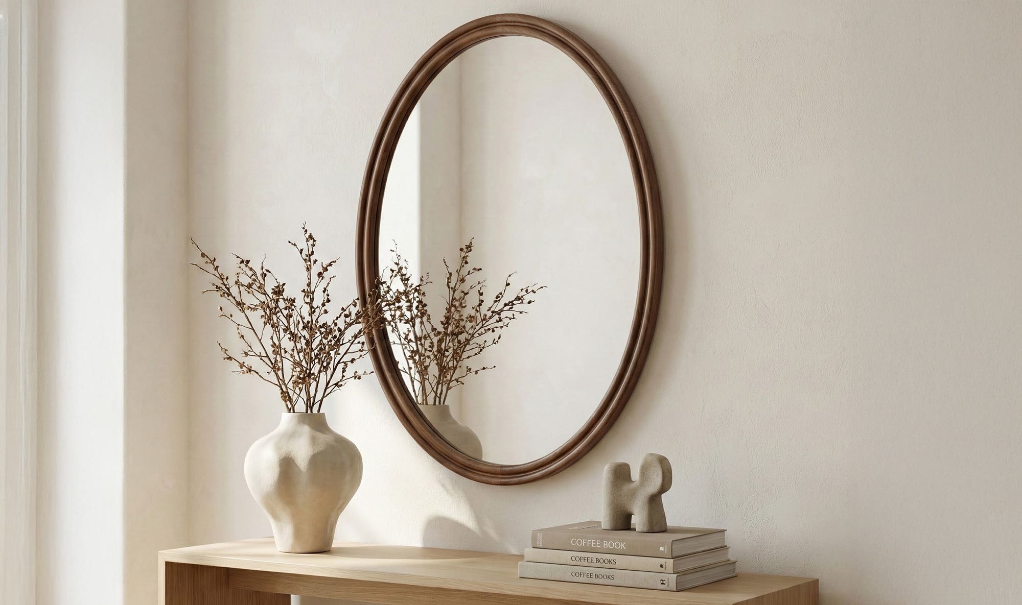 Alcott Oval Mirror Walnut by Moe's Home Collection - view 4