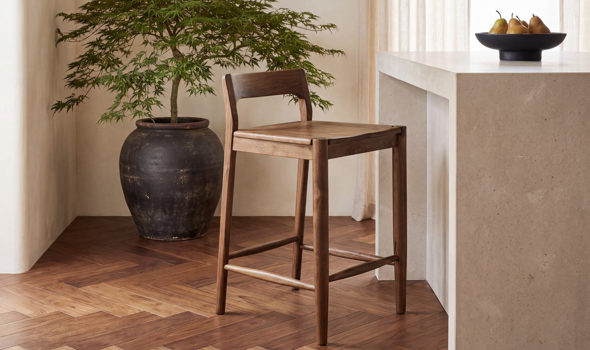 Owing Low Back Counter Stool Walnut by Moe's Home Collection - view 3