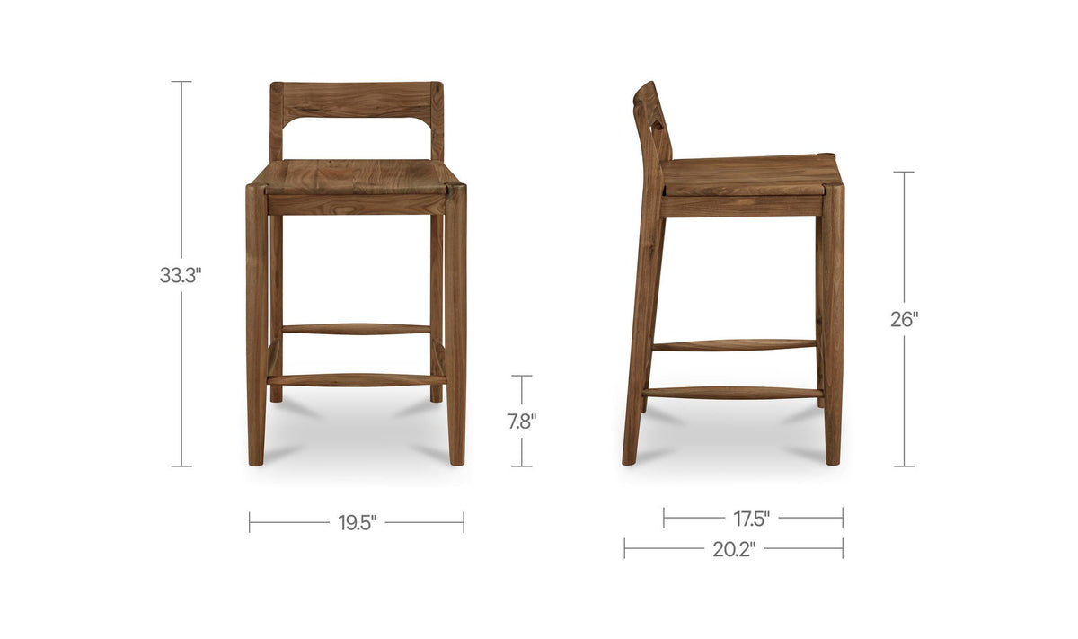 Owing Low Back Counter Stool Walnut by Moe's Home Collection - view 8