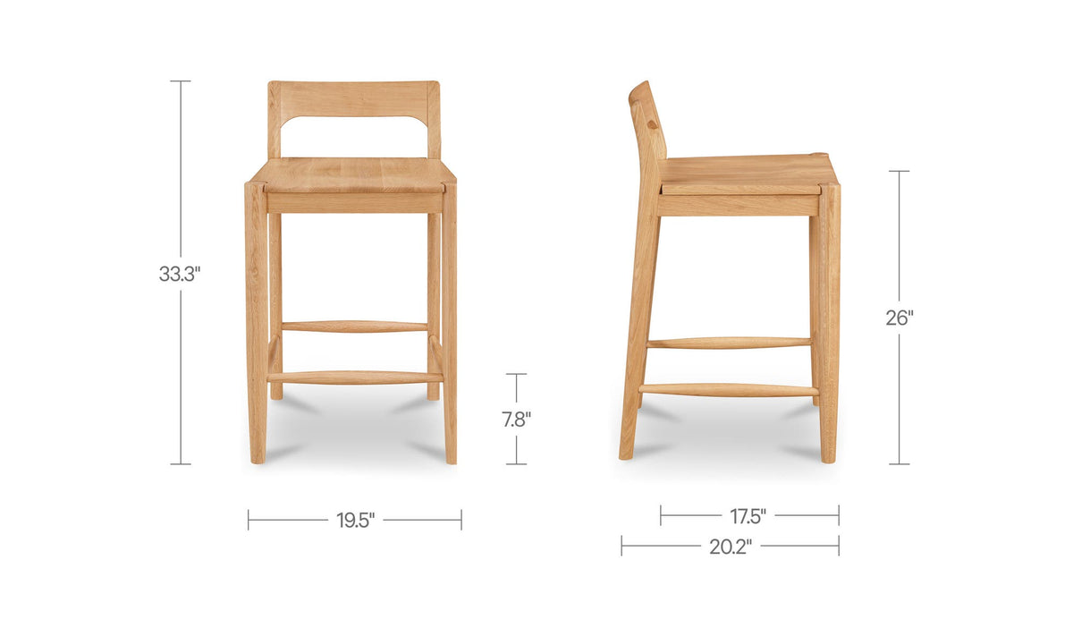 Owing Low Back Counter Stool Oak by Moe's Home Collection - view 9