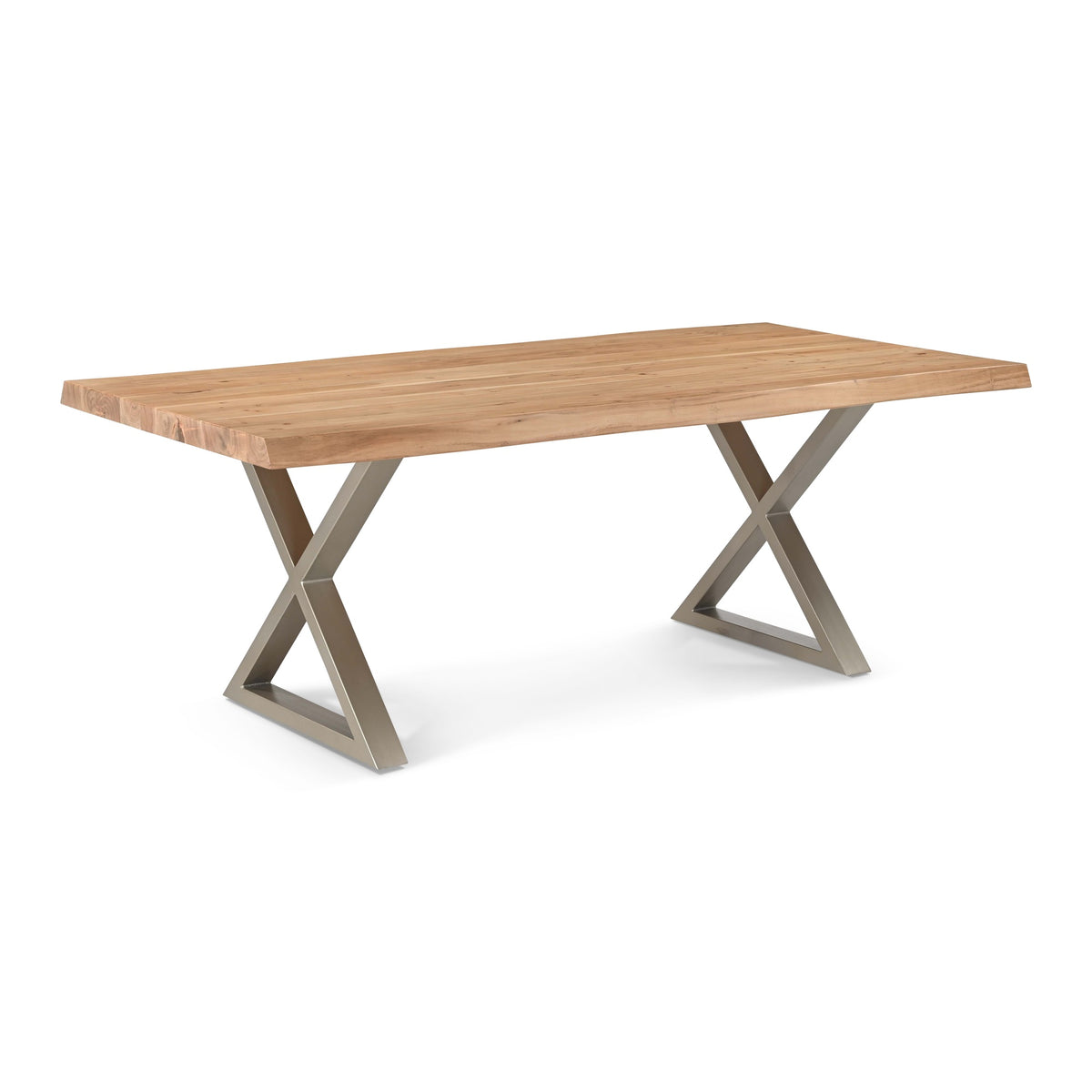 Brooks Dining Table X Base 40" x 79" Teak Top - Pewter Base by Urbia - detail 2