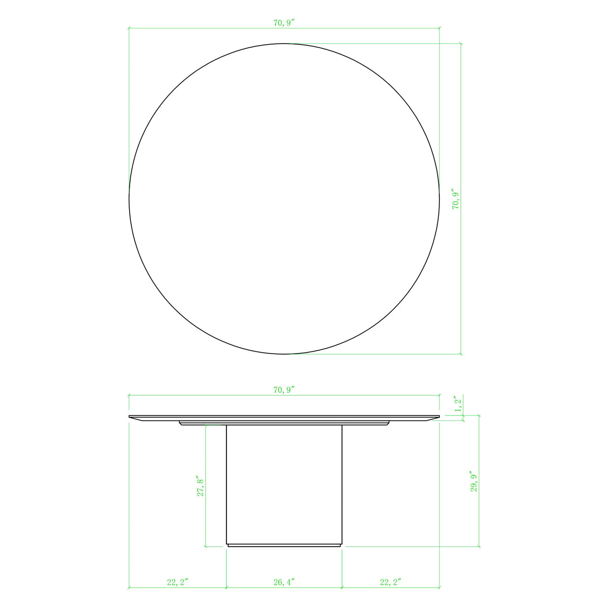 Atenas Round Dining Table Nogal by Urbia - detail 7