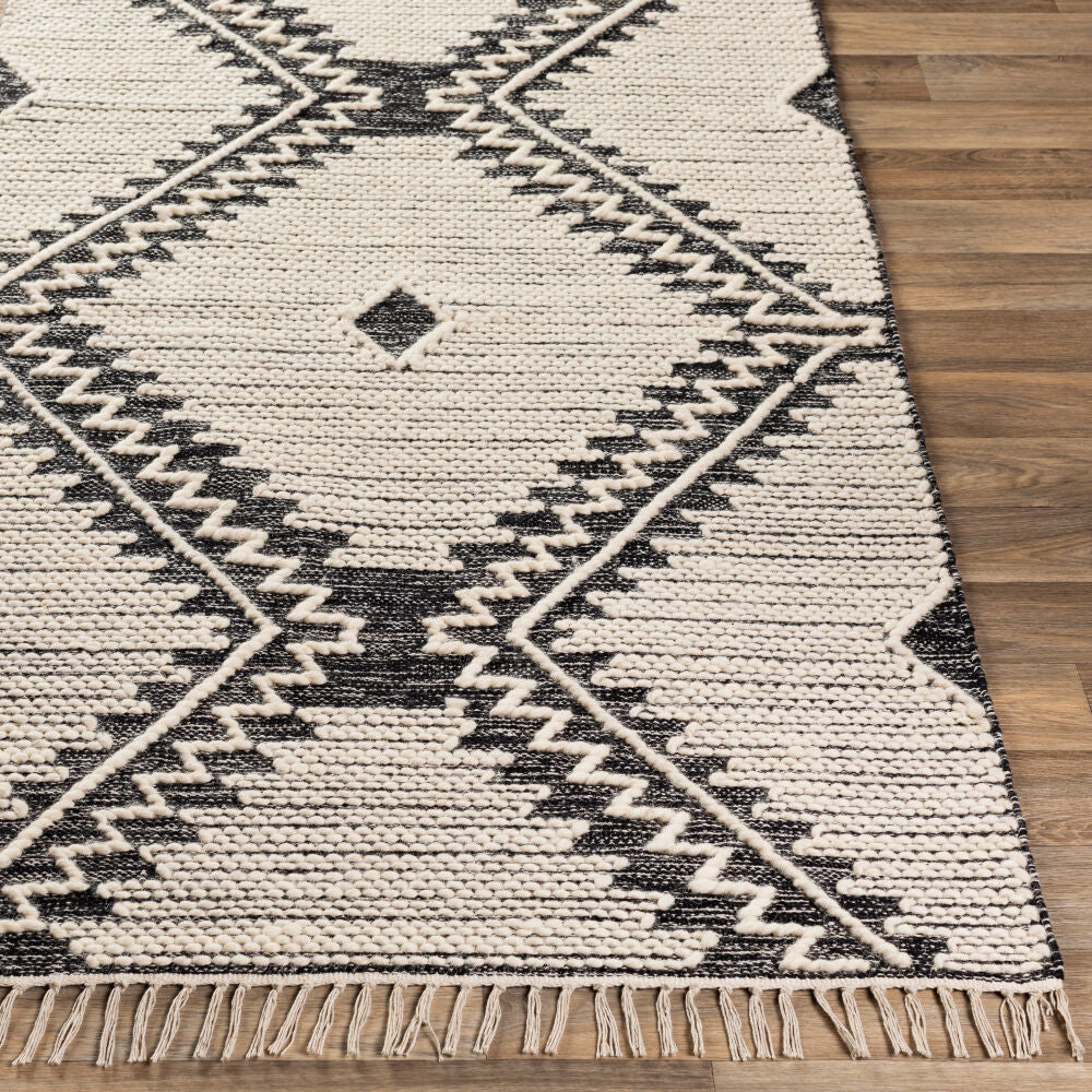 Bedouin Black/Cream Handmade Rug - front