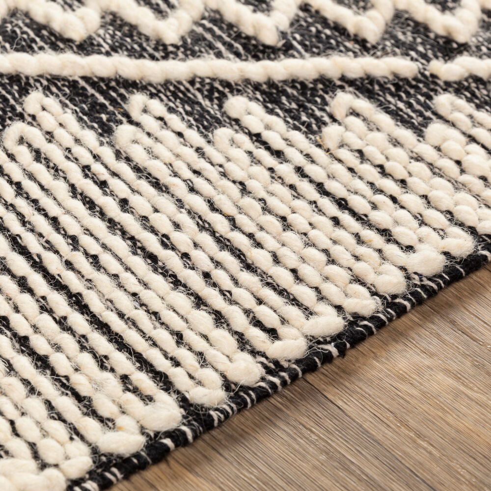 Bedouin Black/Cream Handmade Rug - texture