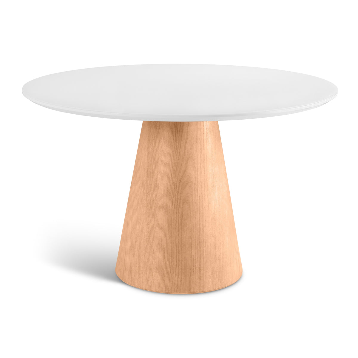 Modern Brazilian Mona Glass Top Round Dining Table Branco Top - Damasco Base by Urbia - product view
