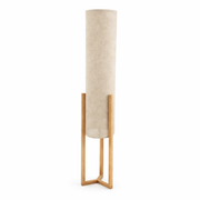 Ethos Floor Lamp | Oak Wood Base and Natural Faux Linen Shade