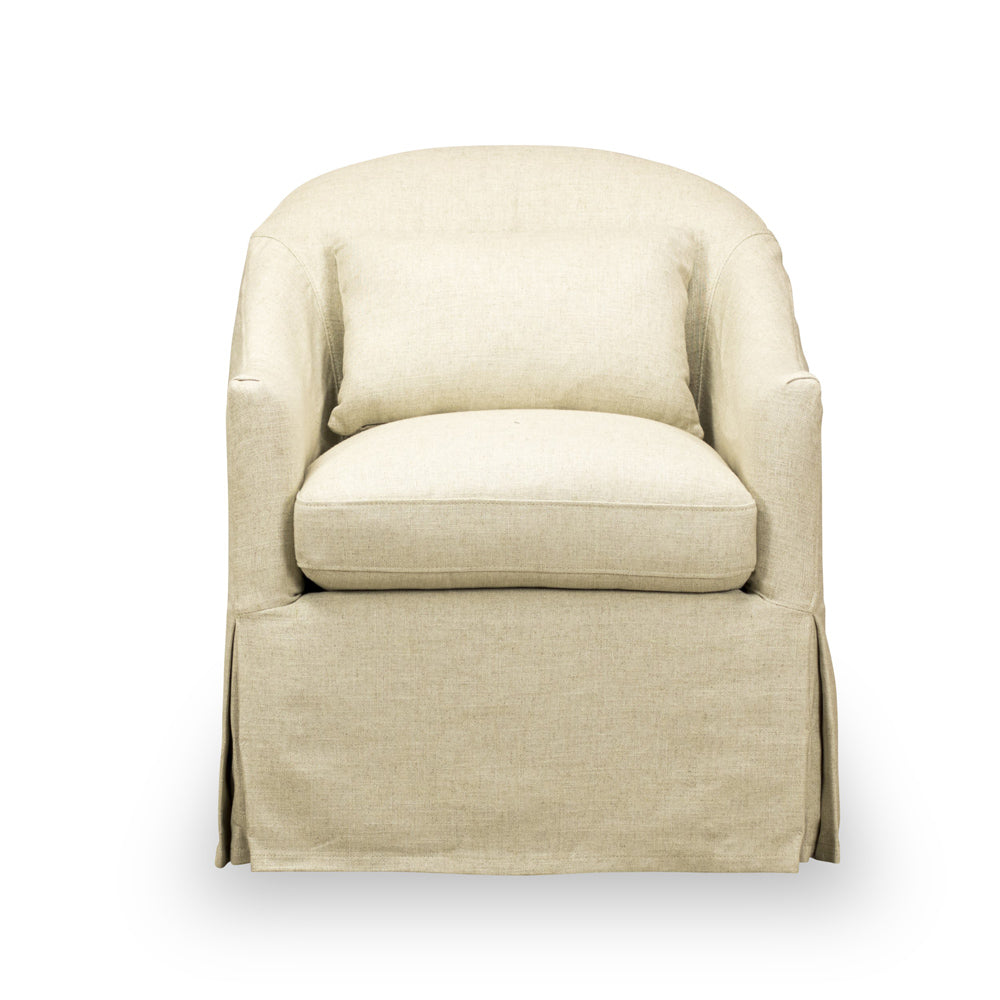 Becky Slipcovered Swivel Chair in Tribecca Natural