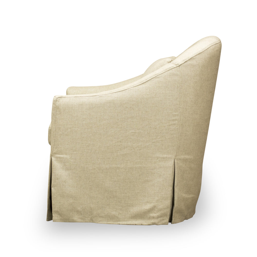 Becky Slipcovered Swivel Chair in Tribecca Natural