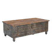 Antique Coffee Table Trunk with Metal Straps