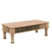 Old Wood Coffee Table with Carving