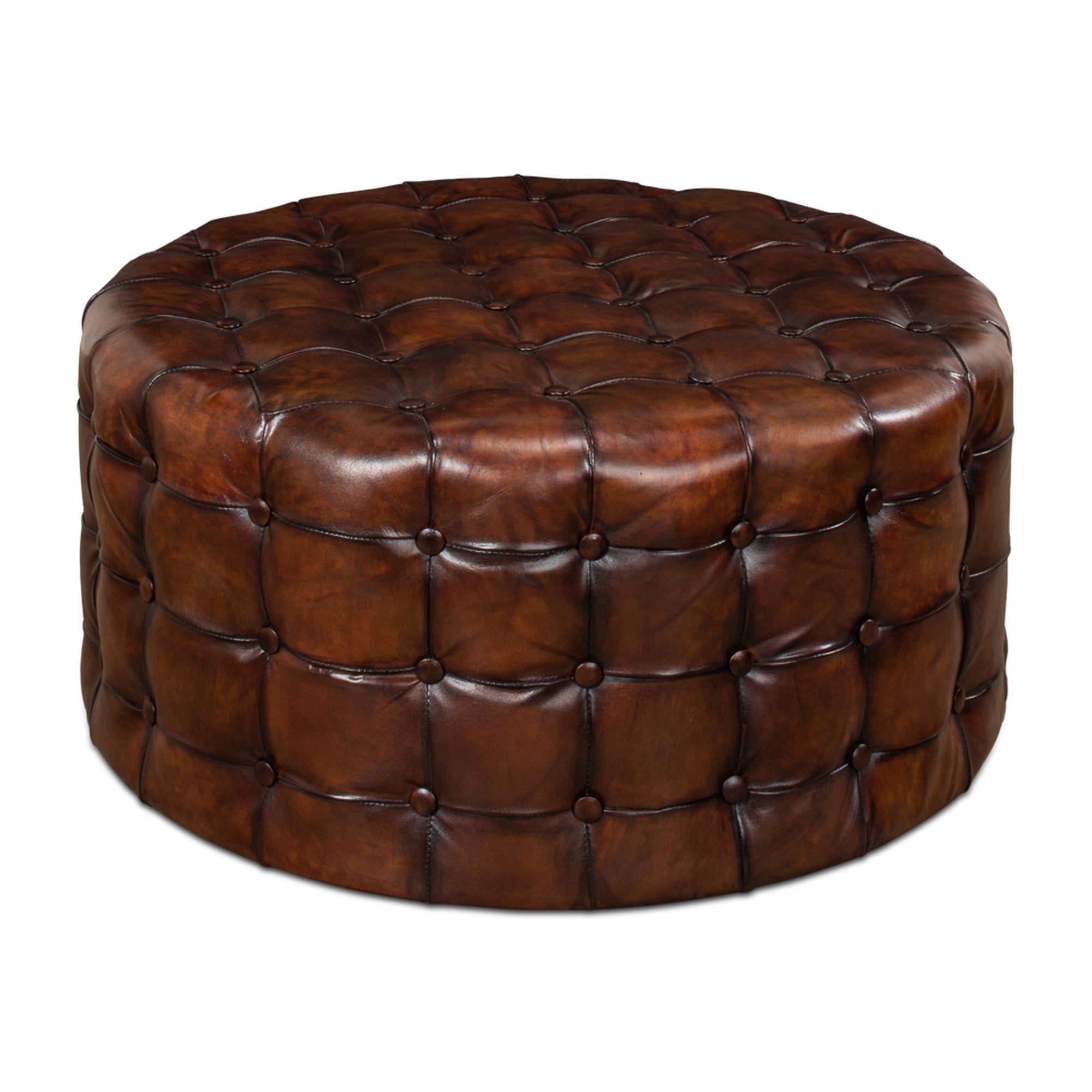 Leather Tufted Ottoman by Sarreid Ltd