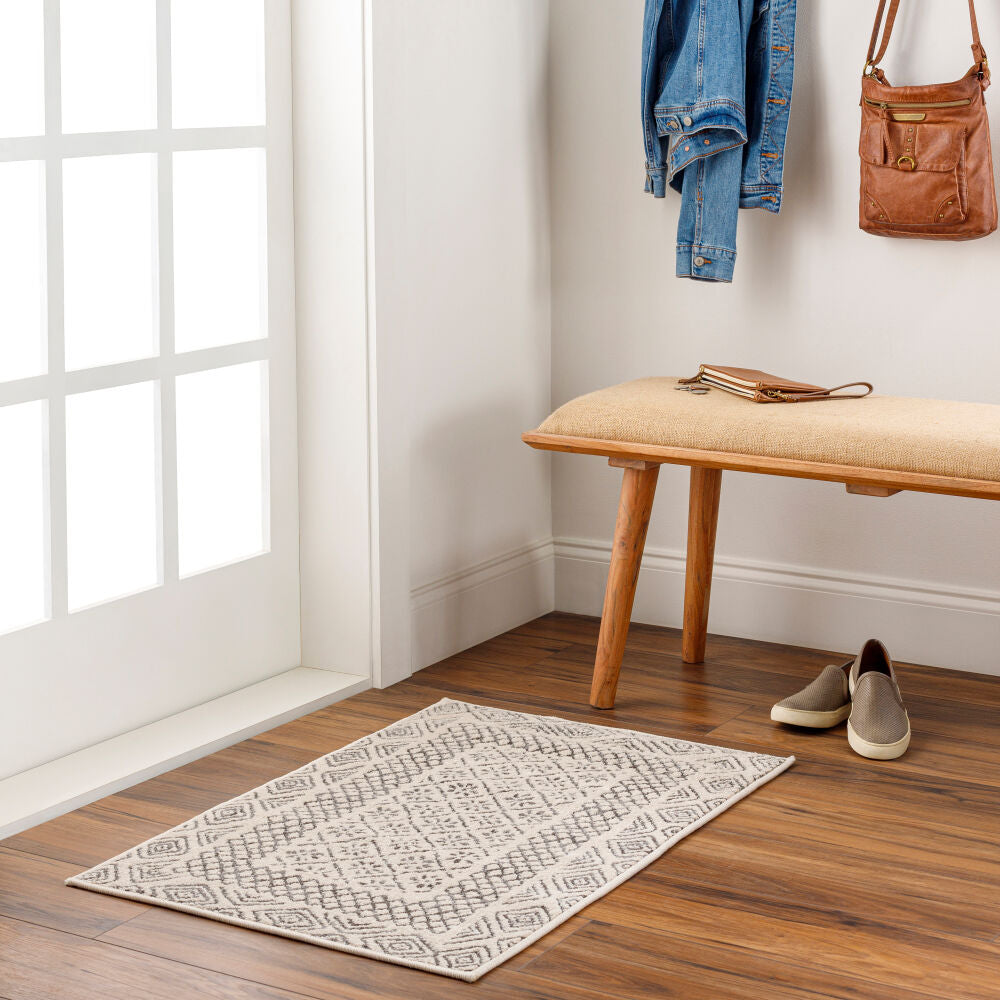 Bahar Charcoal/Light Beige Machine Woven Rug - roomscene