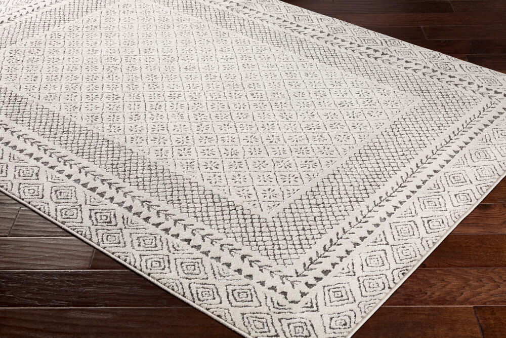 Bahar Charcoal/Light Beige Machine Woven Rug - corner