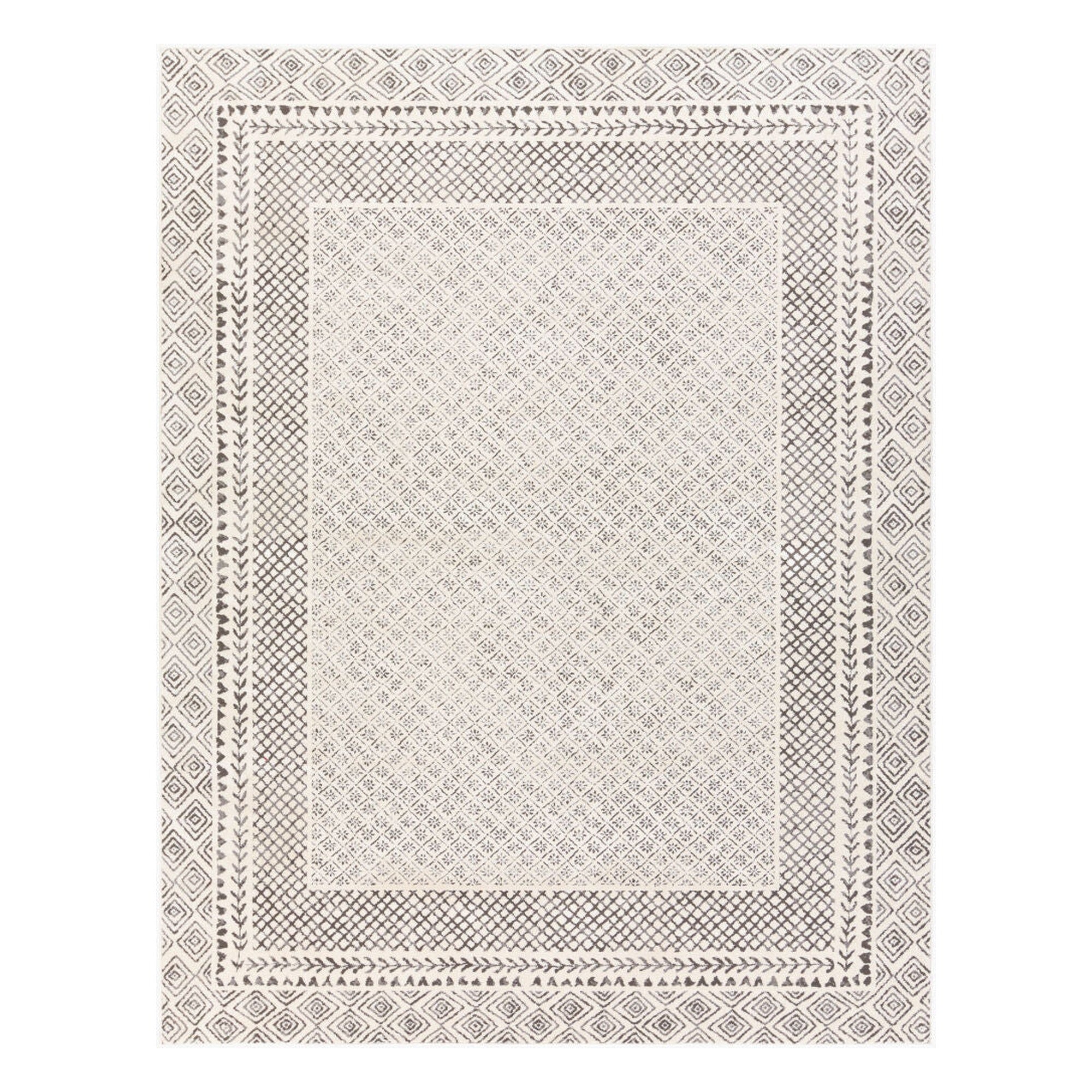 Bahar Charcoal/Light Beige Machine Woven Rug - 2'7" x 10'