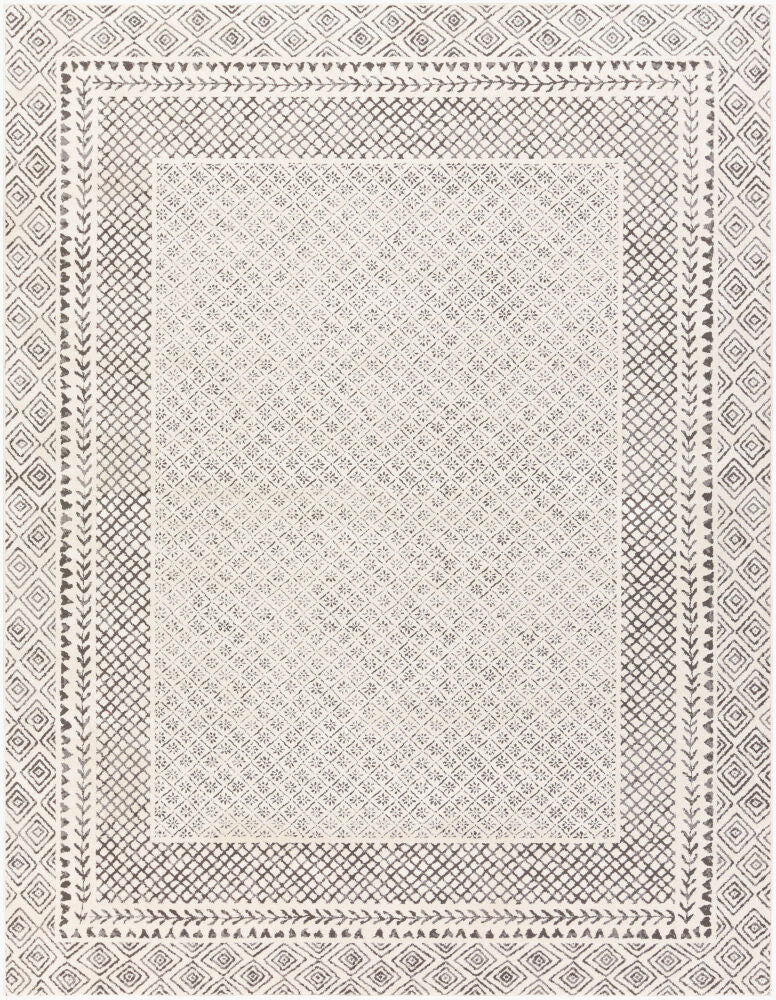 Bahar Charcoal/Light Beige Machine Woven Rug - 2'7" x 10'