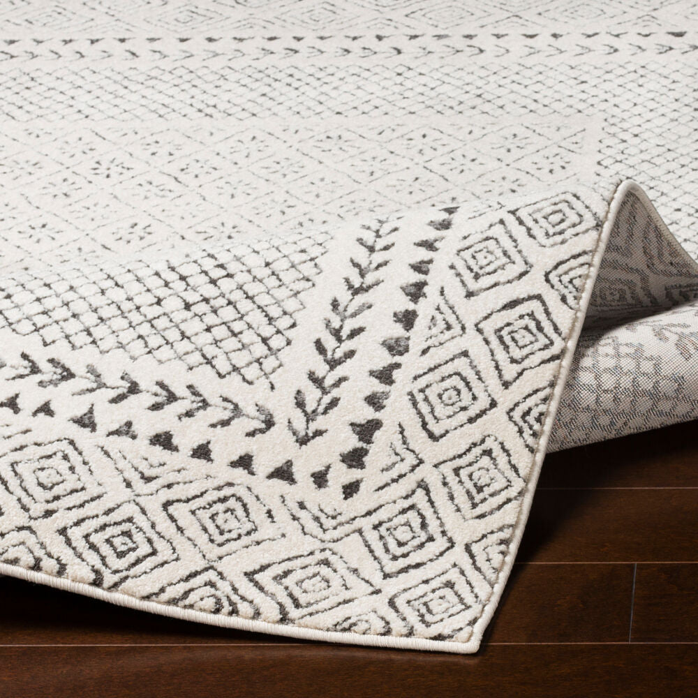 Bahar Charcoal/Light Beige Machine Woven Rug - fold