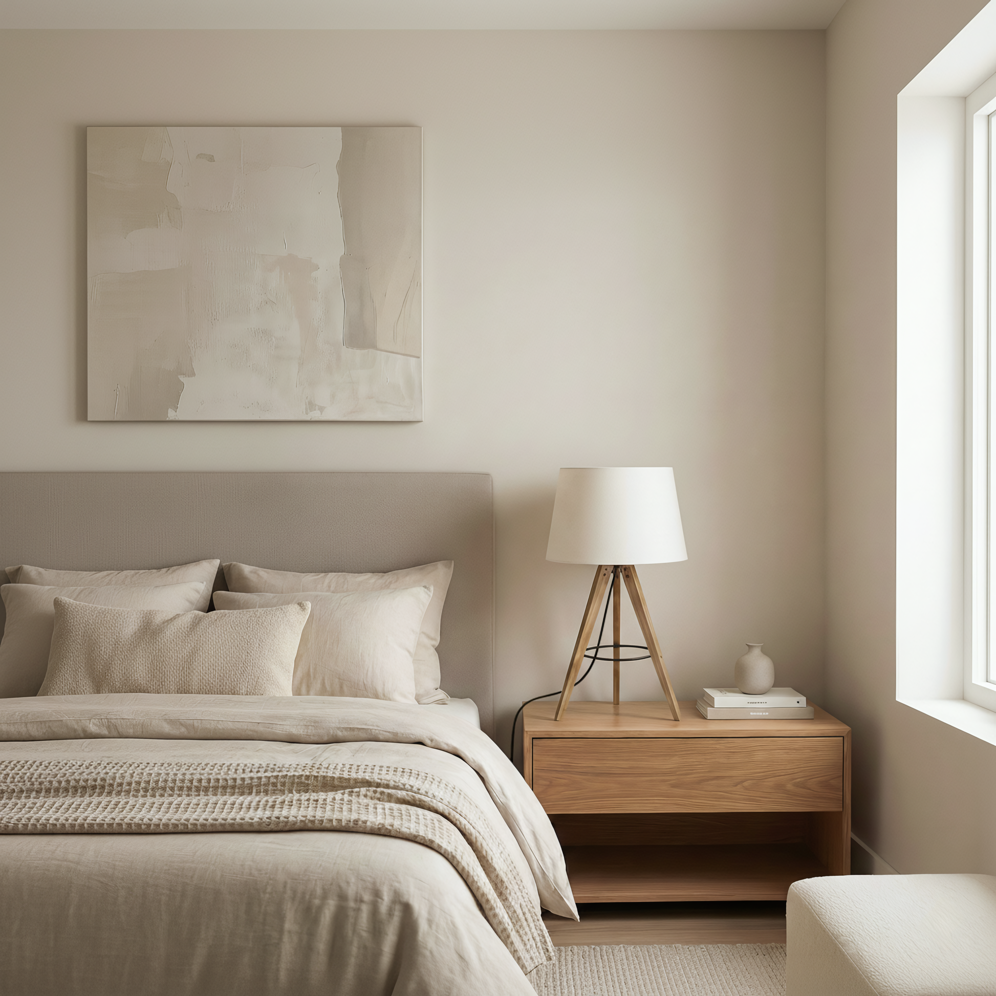 Birch Table Lamp | Natural Three-Legged Wood and Linen Shade