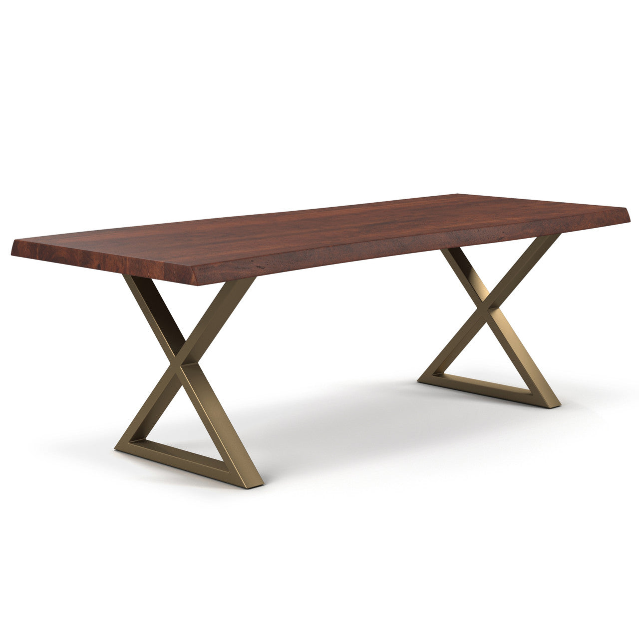 Brooks - Dining Table - X Base - 40" x 79" - Americano Top - Brass Base