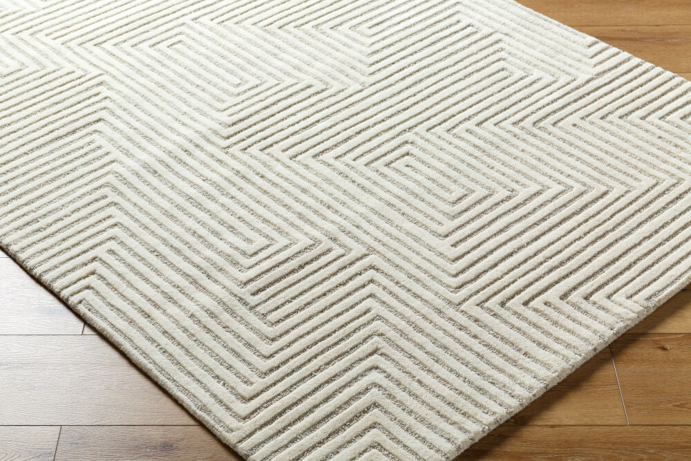Brook Beige/Cream Handmade Rug - corner