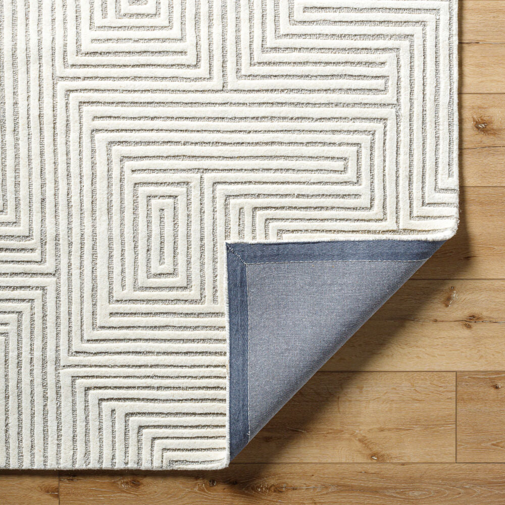 Brook Beige/Cream Handmade Rug - fold