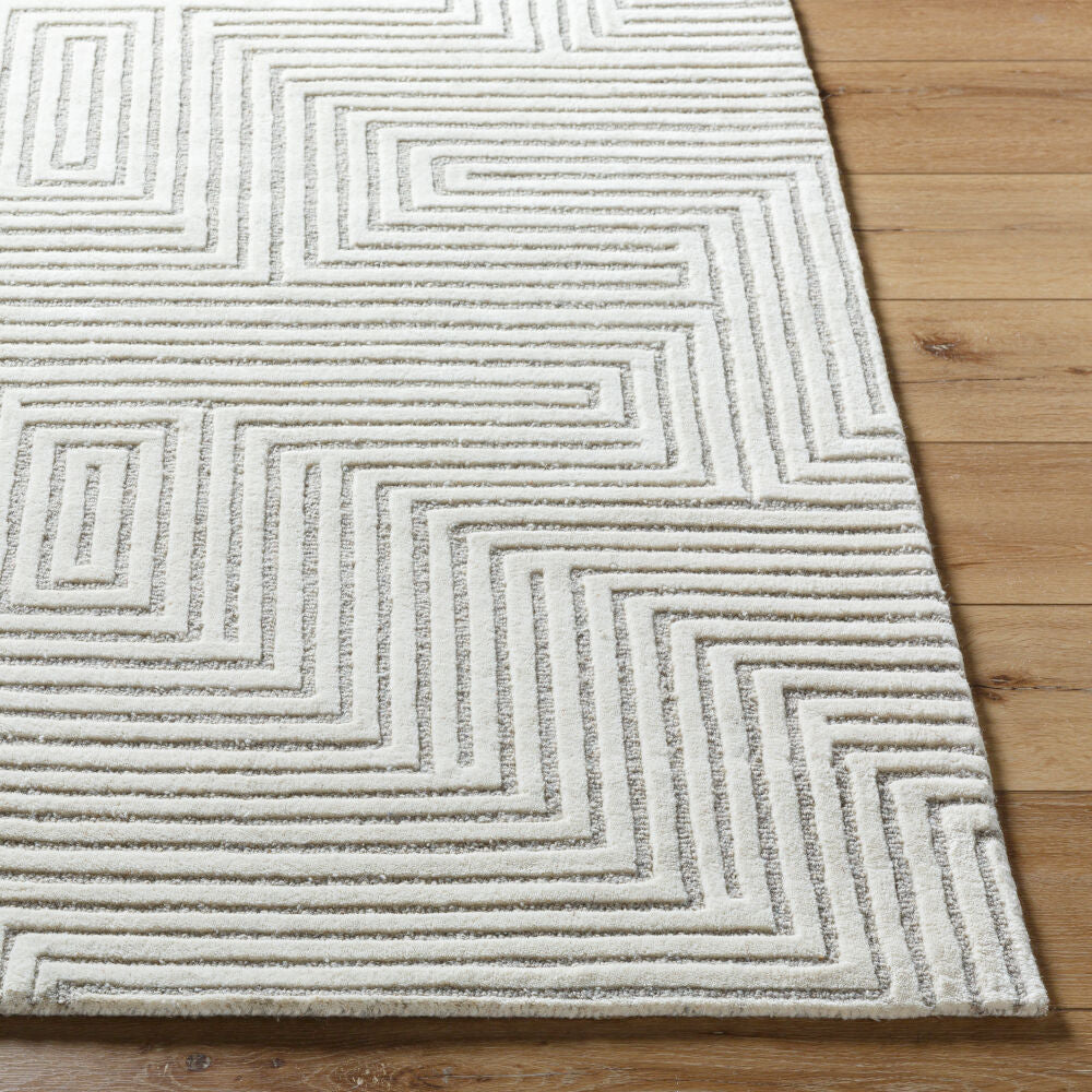 Brook Beige/Cream Handmade Rug - front