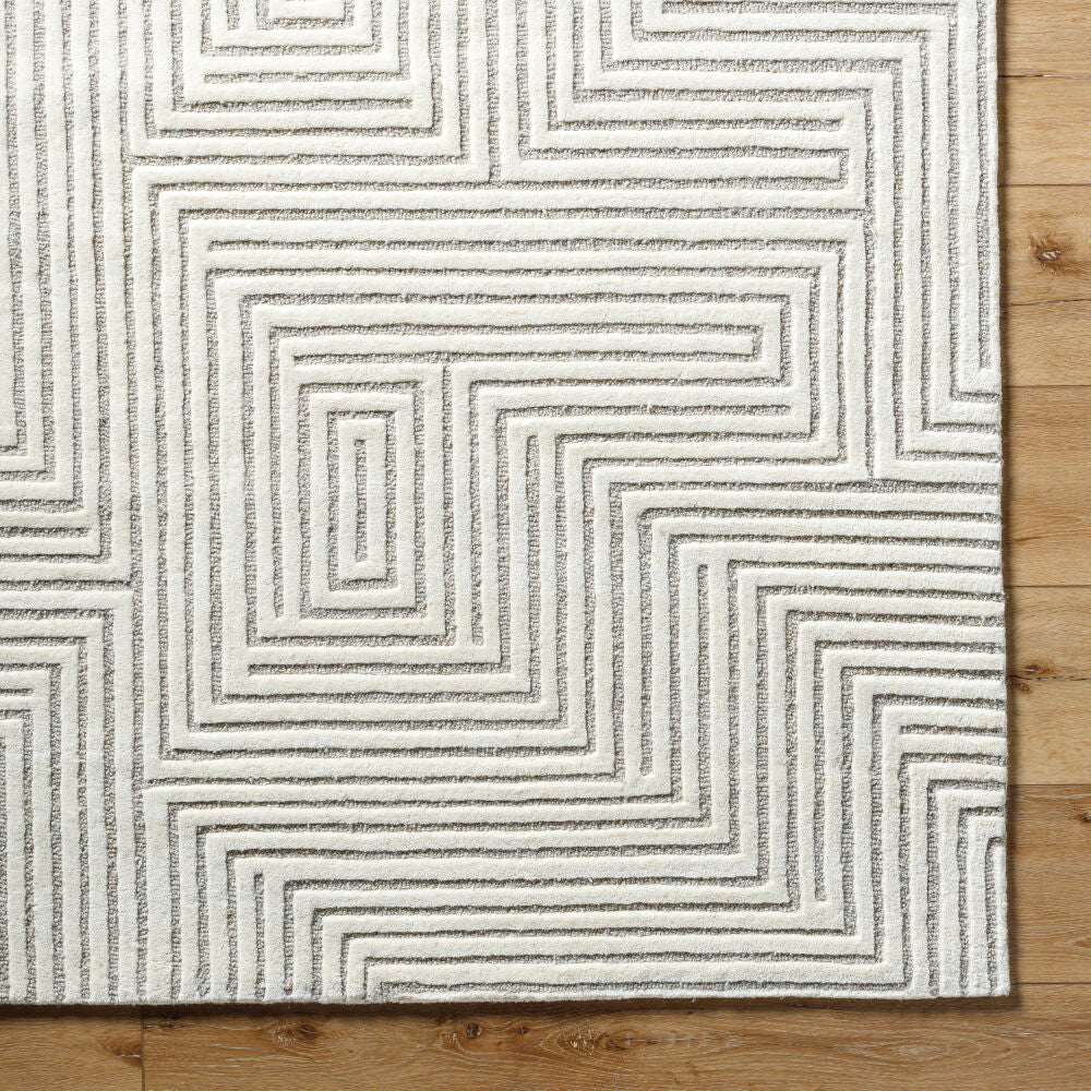 Brook Beige/Cream Handmade Rug - overhead