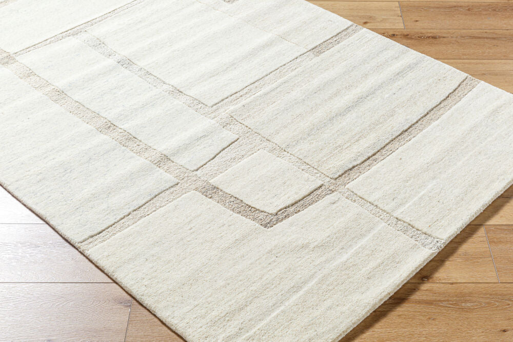 Brook Denim/Light Beige Handmade Rug - corner