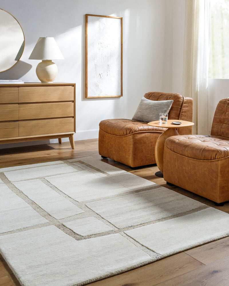 Brook Denim/Light Beige Handmade Rug - roomscene