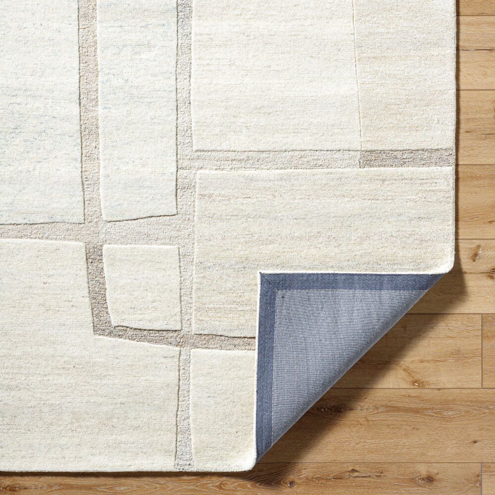 Brook Denim/Light Beige Handmade Rug - fold