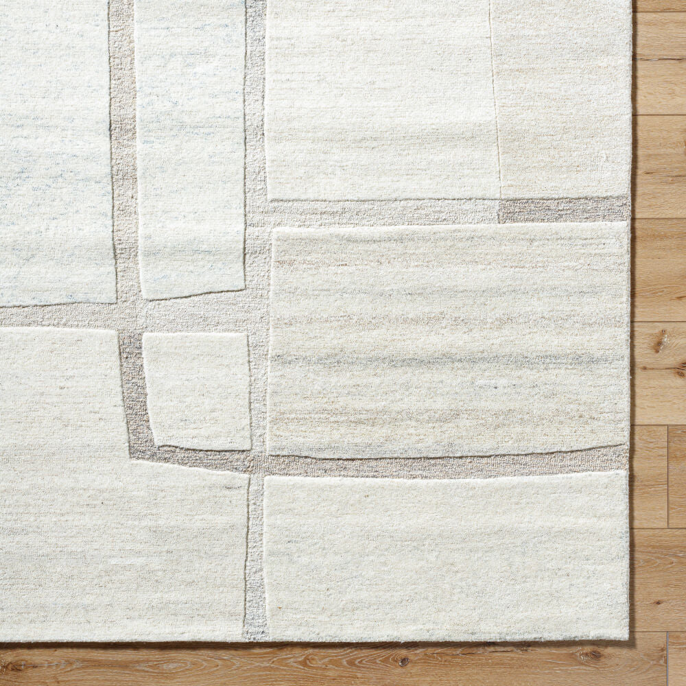 Brook Denim/Light Beige Handmade Rug - overhead