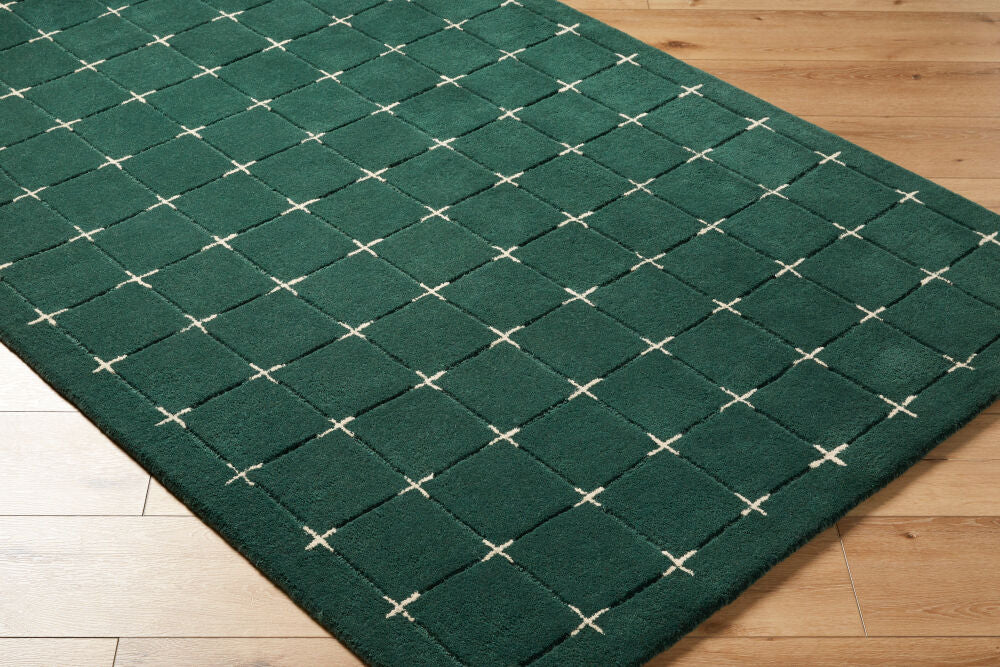 Brook Dark Green/Light Beige Handmade Rug BKO-2333 - corner