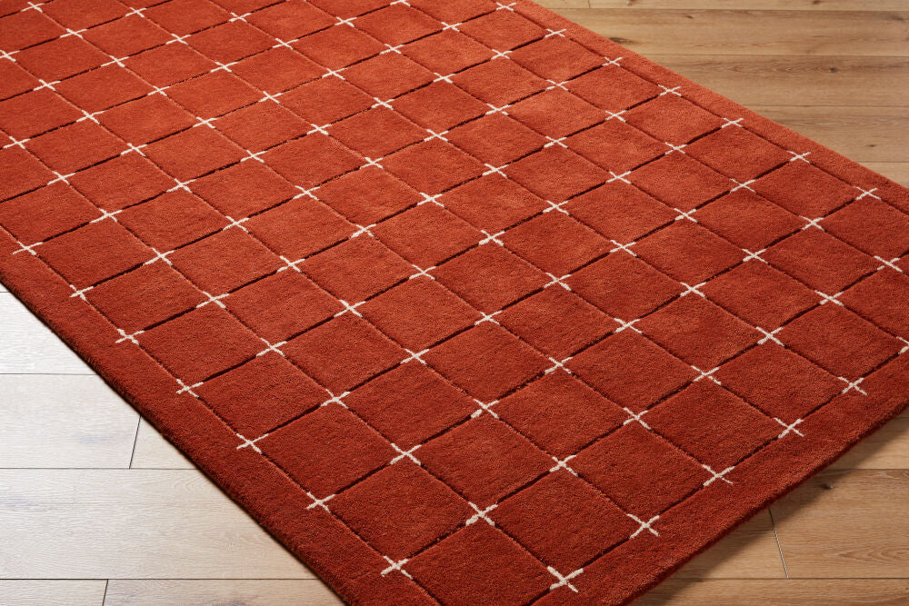 Brook Light Beige/Rust Handmade Rug - corner