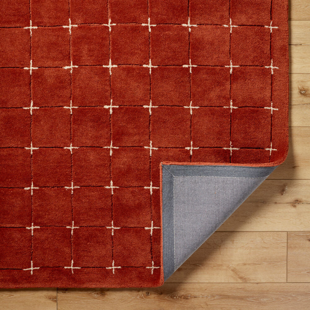 Brook Light Beige/Rust Handmade Rug - fold