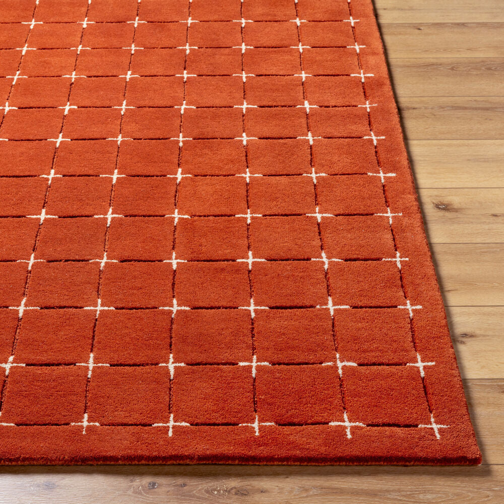 Brook Light Beige/Rust Handmade Rug - front