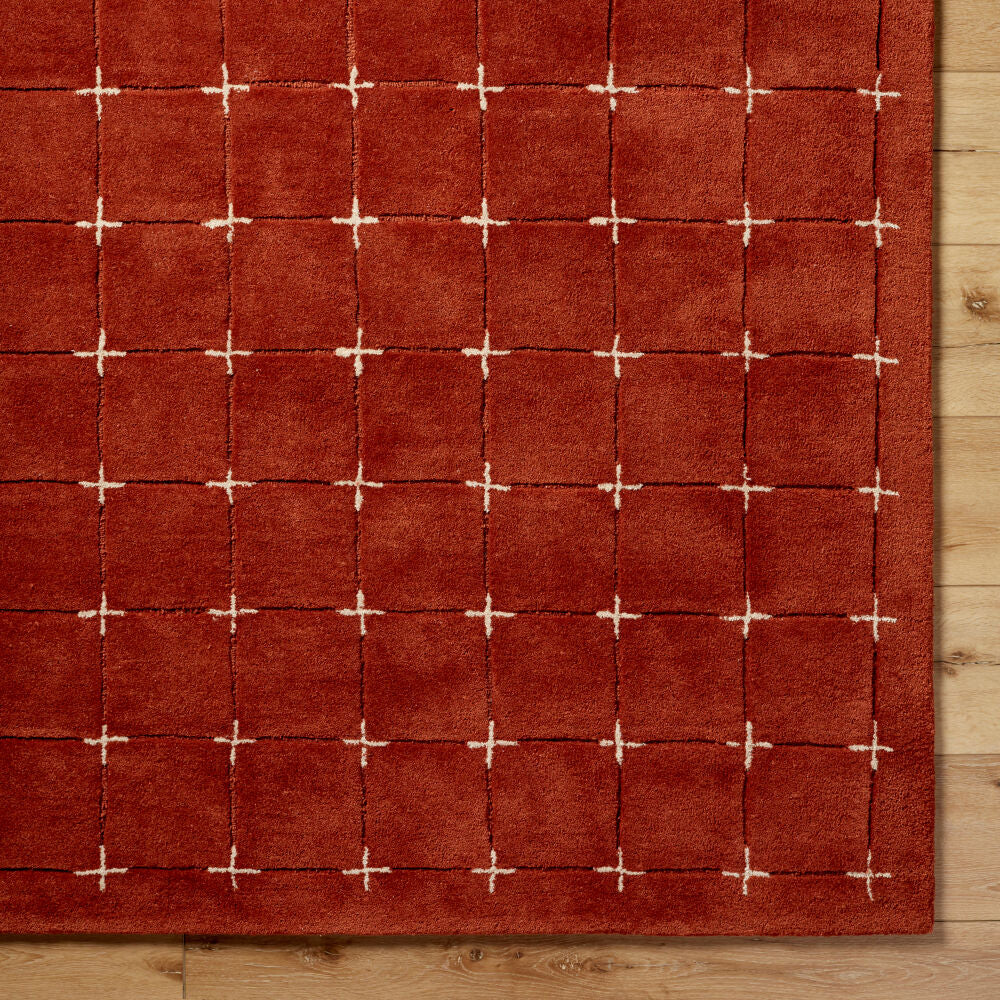 Brook Light Beige/Rust Handmade Rug - overhead