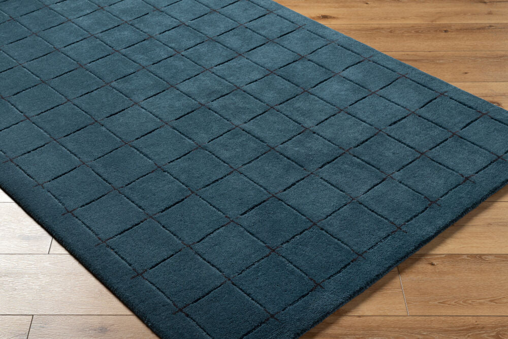 Brook Black/Dark Blue Handmade Rug - corner