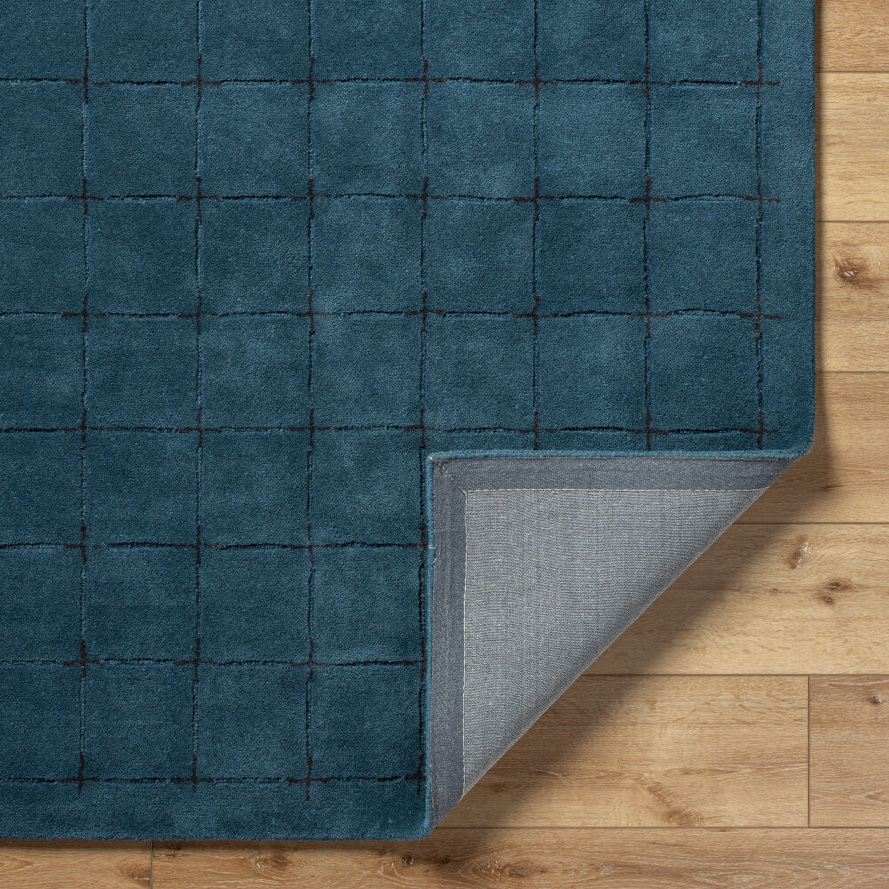 Brook Black/Dark Blue Handmade Rug - fold