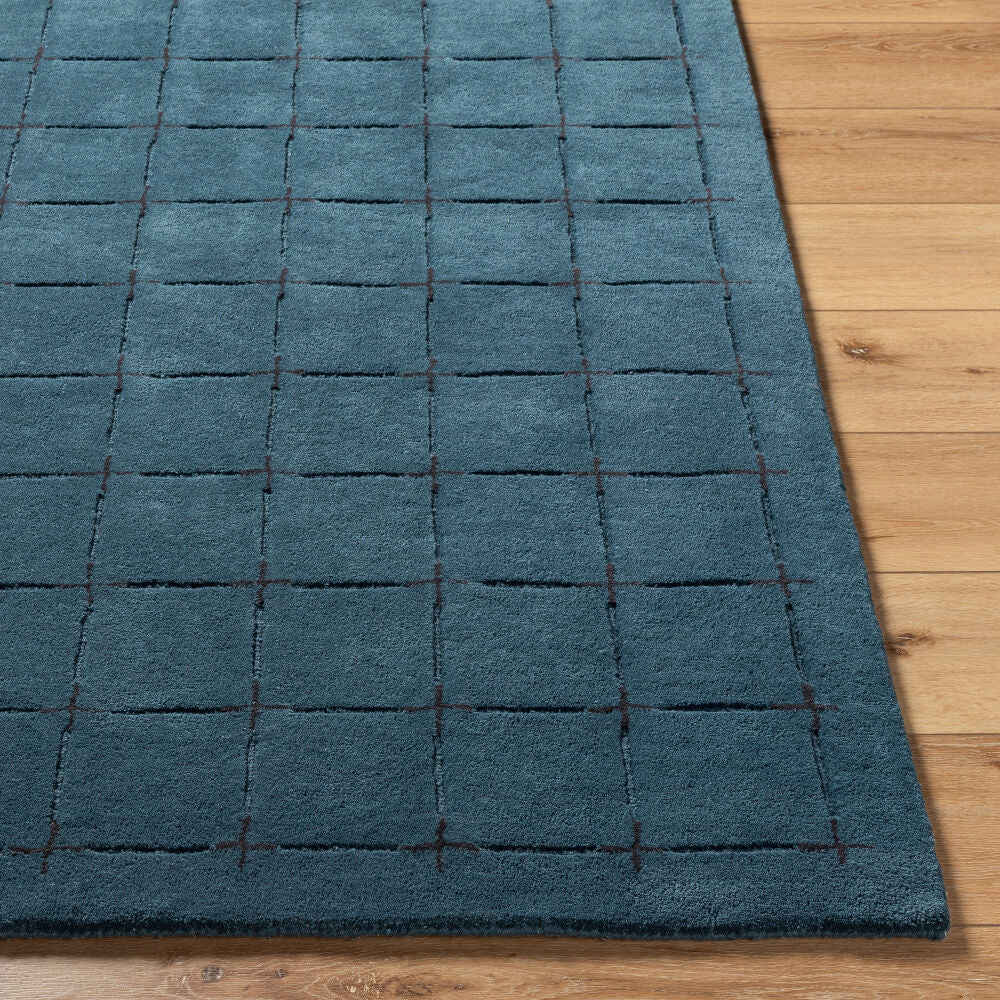 Brook Black/Dark Blue Handmade Rug - front