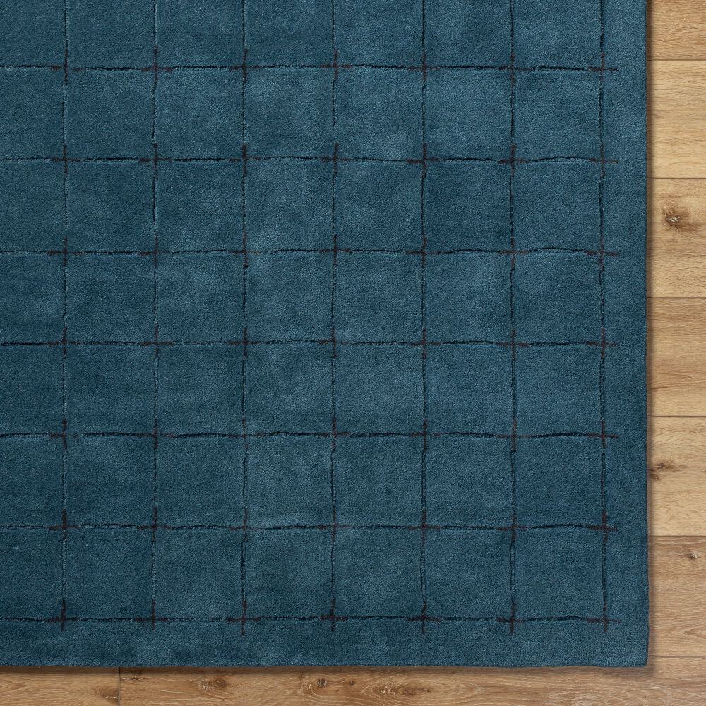 Brook Black/Dark Blue Handmade Rug - overhead