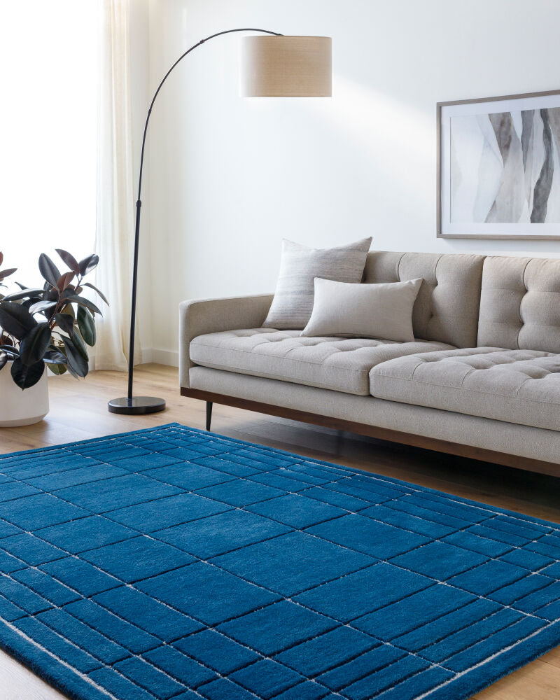 Brook Dark Blue/Medium Gray Handmade Rug - roomscene