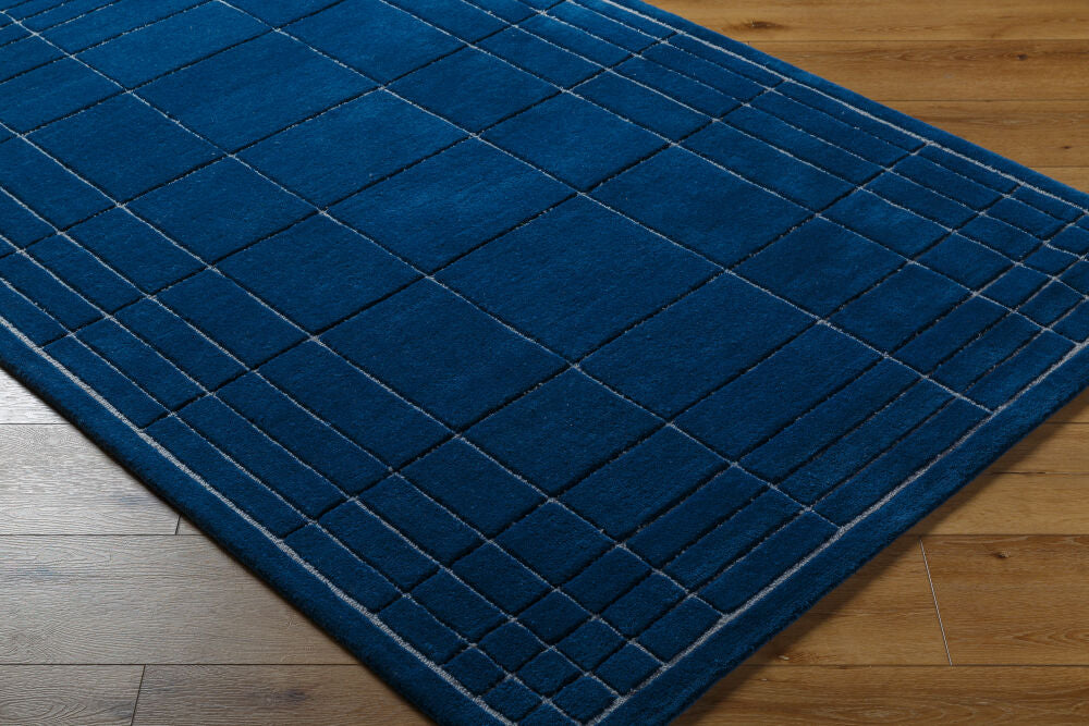 Brook Dark Blue/Medium Gray Handmade Rug - corner