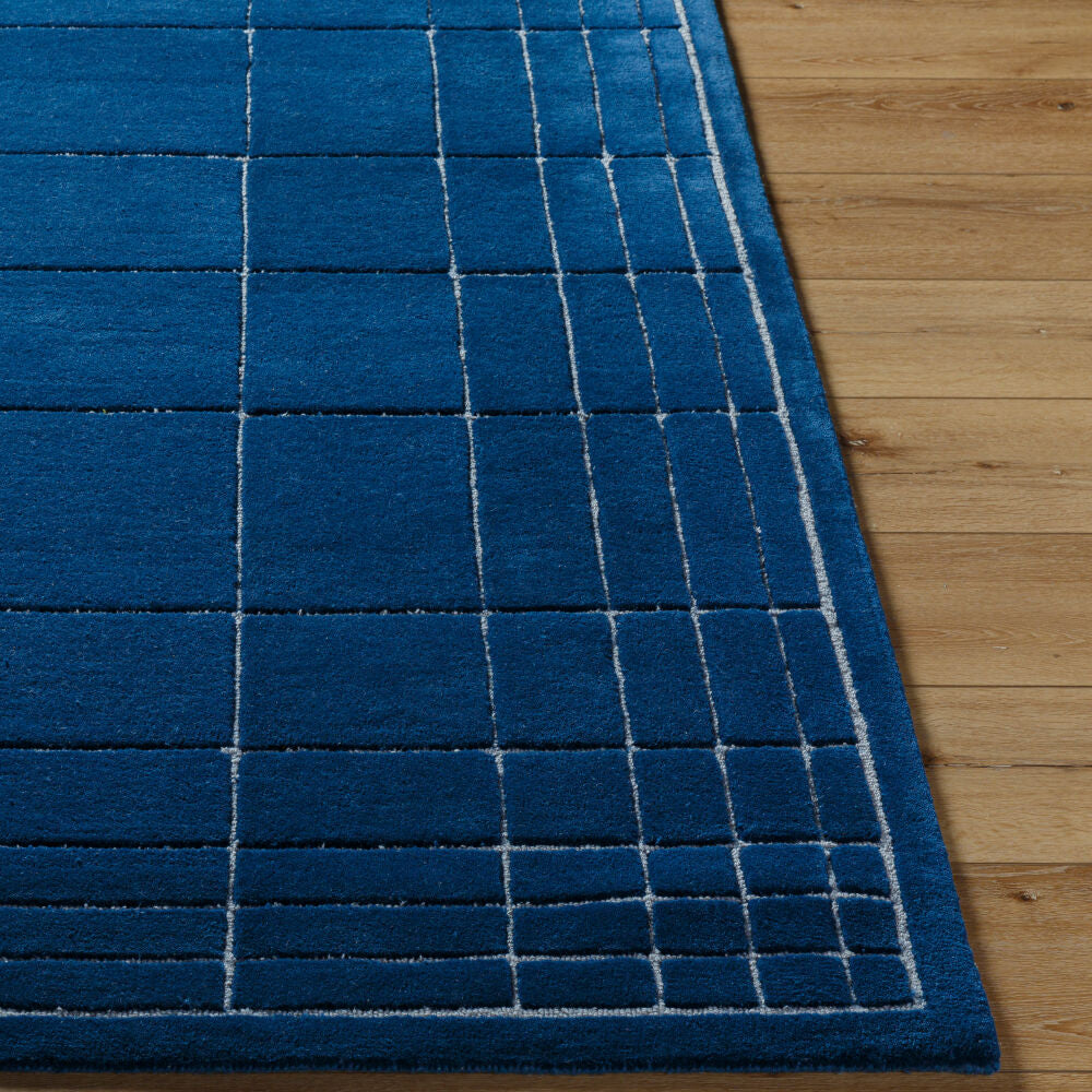 Brook Dark Blue/Medium Gray Handmade Rug - front