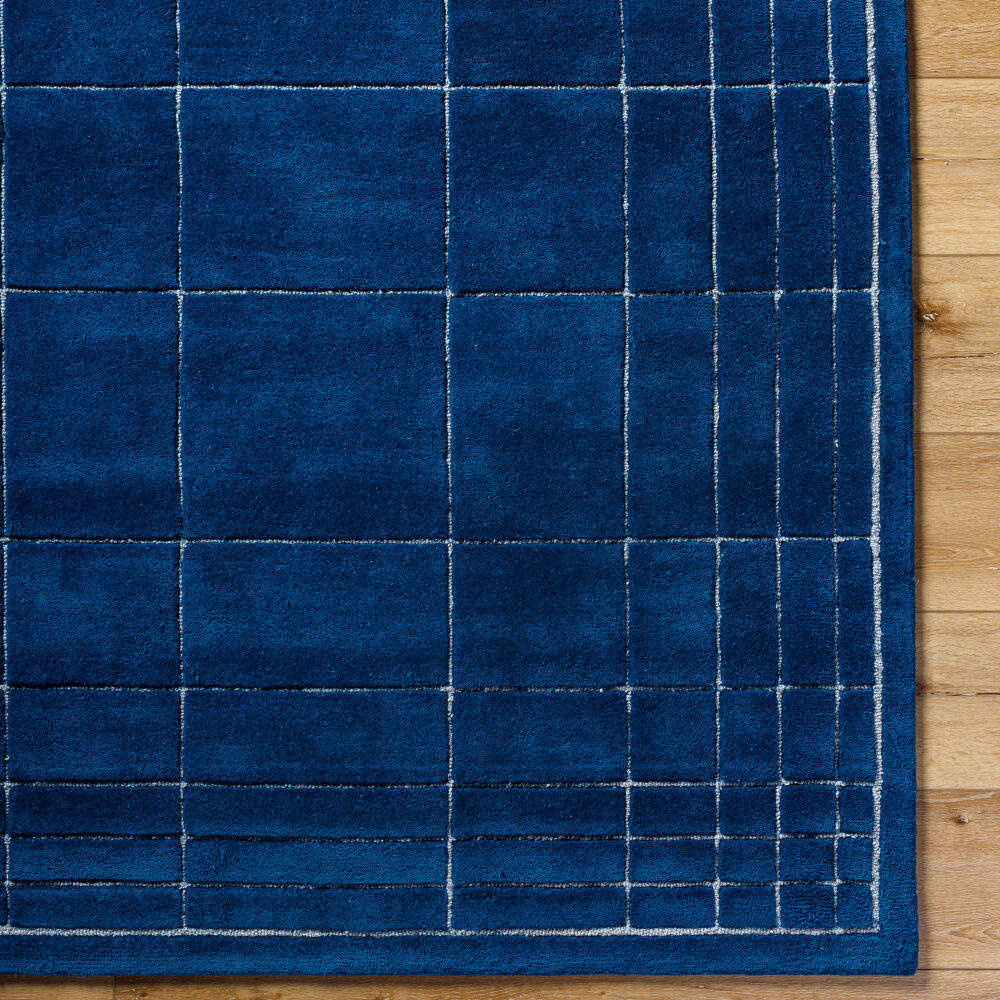Brook Dark Blue/Medium Gray Handmade Rug - overhead